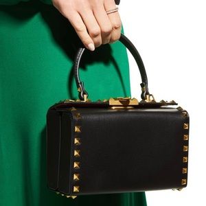 Valentino Garavani-Mint Condition 
Rockstud Alcove Box Top-Handle Bag, Black